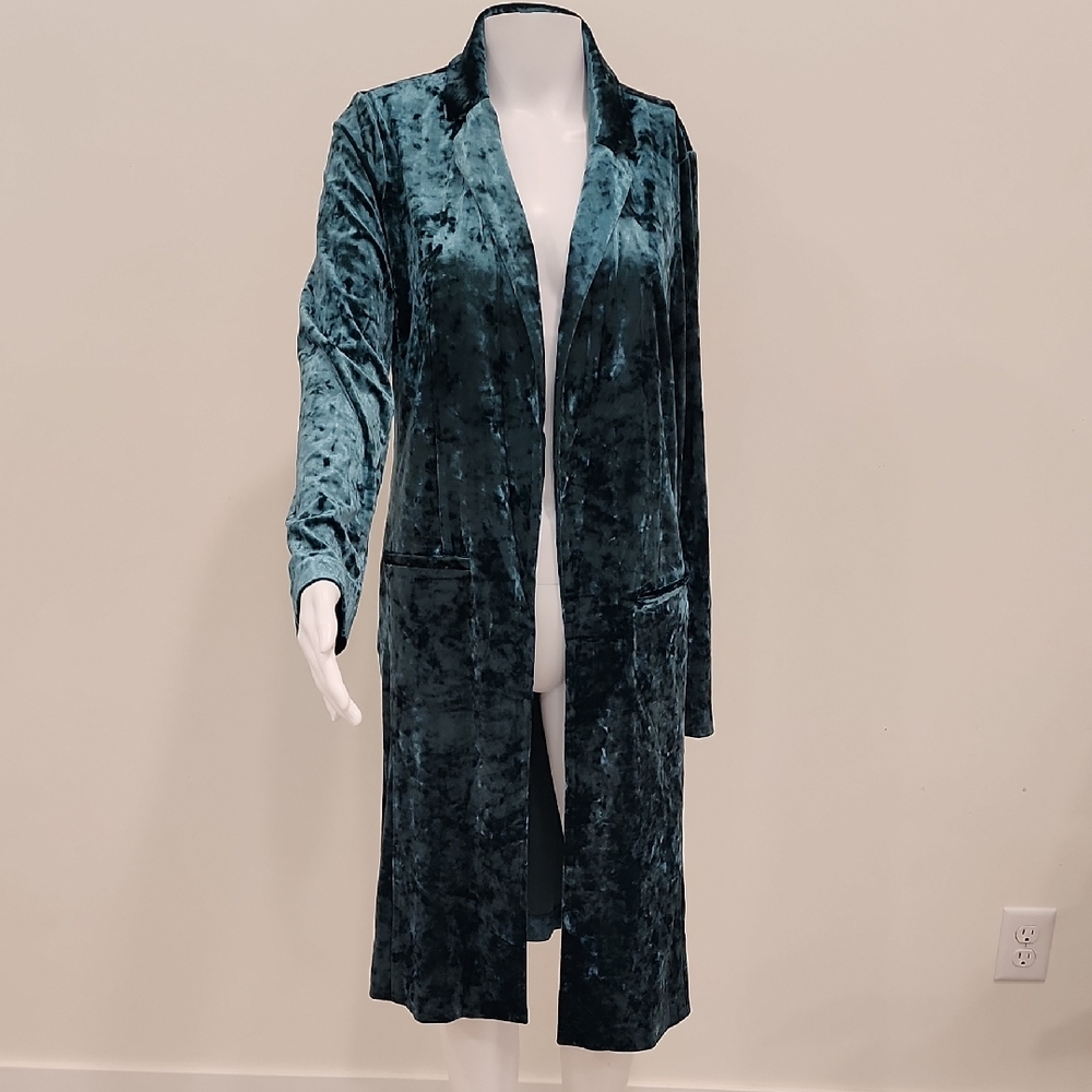 Cato Teal Velvet Long Jacket